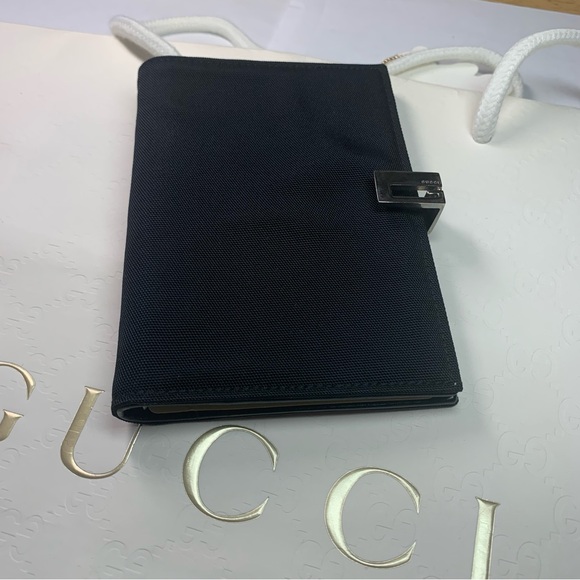 Gucci Black Fabric Wallet with Metal Clasp Agenda Cover - Picture 1 of 10